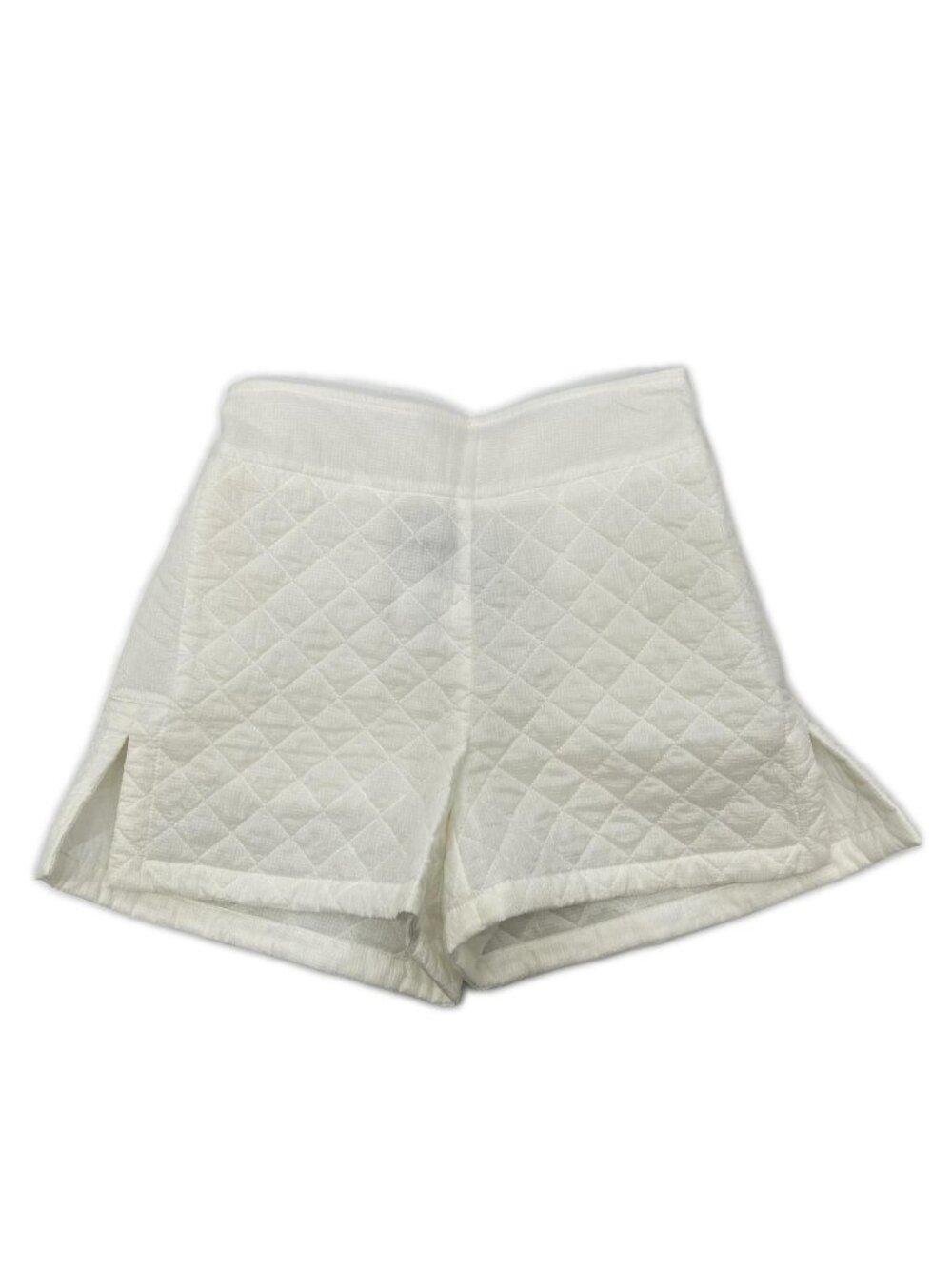 Chanel White CC Logo Button Quilted Waist Togo Nylon Shorts 34